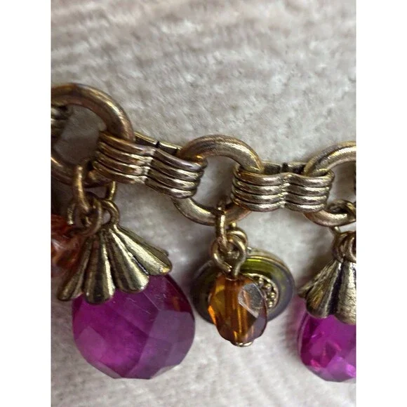 Avon Necklace Purple Glass Teardrop Bib Brass Tone 18 In Women Statement Jewelry - Picture 4 of 10